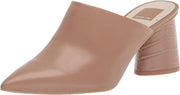 Dolce Vita Aydin Cafe Leather Slip On Block Heel Pointed Toe Fashion Mules