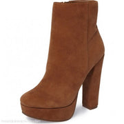 Jessica Simpson Sebille Canela Brown Fashion High Block Heel Platform Booties