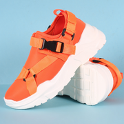 Cape Robbin Champion Orange Strap Snap Neoprene Slip On Platform Sneakers