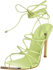 Schutz Hana Green Fresh Strappy Tie Up Open Toe Stiletto High Heel Sandals