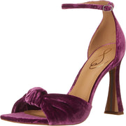 Sam Edelman Lucia Deep Orchid Square Bow Strap Buckle Ankle Fluted Heel Sandals