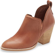Jeffrey Campbell Rosalee Tan Rounded Toe Stacked Block Heel Pull On Booties