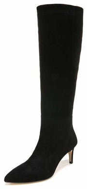 Sam Edelman Uma Black Pointed Toe Side Zipper Rubber Sole Knee High Heel Boots