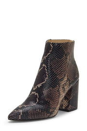 Vince Camuto Benedie Mauve Multi Snake Block Heel Pointed Toe Leather Booties