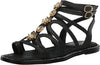 Sam Edelman Tianna Black Woven Toe Ring Ankle Strap Flat Gladiator Sandals