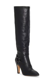 Vince Camuto Women's Charmina Pointed Toe Leather Knee High Boot BLACK