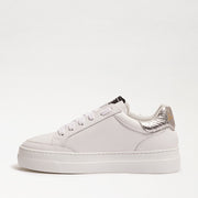 Sam Edelman Wess White Leather Lace Up Rounded Toe Fur Detailed Low Top Sneakers