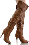 Forever Link Womens Focus-33 Tan Vegan Leather Over The Knee Fashion Boots (7, Tan)