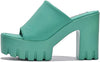 Cape Robbin Echoya Mint Slip On Block Heel Open Round Toe Fashion Heeled Sandals