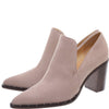 Schutz Krosbie Neutral Nude Suede High Block Pointed Fomo Toe Cut Out Booties
