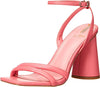 Sam Edelman Kia Carmine Rose Squared Open Toe Ankle Strap Block Heeled Sandals