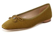 Sam Edelman Meadow Chartreuse Slip On Squared Toe Bow Detailed Ballet Flats