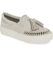 J slides Aztec Light Grey Nubuck Leather Loafer Platform Tassel Slip-On Sneaker