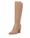 Vince Camuto Ellarra Truffle Taupe Pull On Pointed Toe Block Heeled Knee Boot