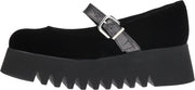 Shellys London Killian Black Velvet Platform Creeper Wedge Pumps