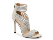 Jessica Simpson Jivero Silver Metallic Sparkling Open High Heel Elastic Sandals