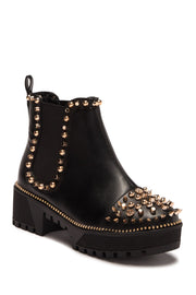 Cape Robbin Spiky Rager Black Vegan Leather Gold Spike Platform Chelsea Booties