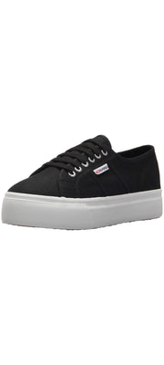 Superga 2790 Black canvas White Platform Low-Top Wedge Flatform Sneakers