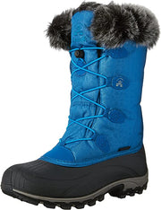 Kamik Momentum Blue Pull On Rounded Toe Waterproof Fur Trim Ankle Snow Boots