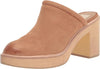Dolce Vita Camdin Praline Nubuck Slip On Block Heel Rounded Toe Heeled Sandals
