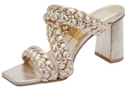 Dolce Vita Partha Light Gold Stella Slip On Square Open Toe Block Heeled Sandal