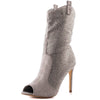 Lauren Lorraine Layla Suede Rhinestone Peep Toe Cowboy Prom Stiletto Dress Boots