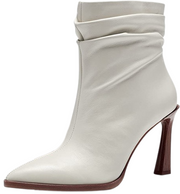 Vince Camuto Presindal New Cream White Leather Pointed Toe Ankle Slouchy Boot