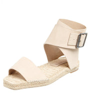 Saint & Libertine Marbella Putty Nubuck Leather Flat Ankle Cuff Jute Sandals