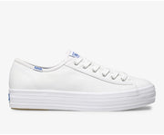 Keds Triple Kick Leather Platform Lace Up Sneakers WHITE