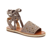 Lucky Brand Daytah2 Taupe Nubuck Sandal Taupe Flat Tie Up open Toe