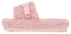 Luxemoda Womens Buzzing Pink Buckle Detail Flatform Slider Faux Fur Sandals