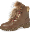 Cecelia New York Trekker Mustang Gold Multi Fur Lace Up Hiker Combat Booties