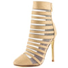 Luichiny Carried Away Nude Natural Sheer Mesh Slits High Heel Sexy Dress Booties