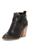 Kelsi Dagger Jordana Ankle Bootie Black Distressed Leather Block Heel Booties