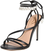 Sam Edelman Scarlette Black Ankle Tie Up Leather Stiletto Heeled Sandals