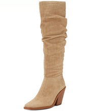 Vince Camuto Alimber Tortilla Taupe Suede Squared Toe Knee High Fashion Boots