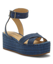 Lucky Brand Bikaro Denim Limoges Espadrille Wedge Platform Ankle Strap Sandals