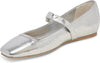 Dolce Vita Rodni Silver Distressed Leather Mary Jane Squared Toe Ballet Flats