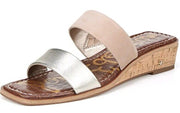 Sam Edelman Vena Gold Nude Imported Comfort Footbed Double-Strap Wedge Sandal