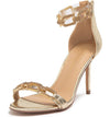 Lauren Lorraine Farla Rhinestones Open Toe Chain Ankle Strap Formal Prom Sandals