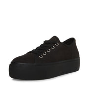 Steve Madden Elore Black Lace-Up Round Closed Toe Textile Fashion Sneakers