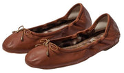 Sam Edelman Felicia Brown Slip On Rounded Toe Bow Detailed Wide Ballet Flats