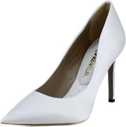 Sam Edelman Hazel Bright White Satin Stiletto Heeled Pointed Toe Fashion Pumps