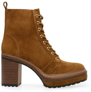 Steve Madden Sheridan Brown Suede Lace Up Lug Sole Block Stacked Heel Boot