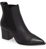 Lust For Life Tenesse Black Leather Pull On Chelsea Stacked Heel Ankle Boots (Black, 7.5)