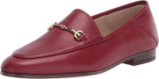 Sam Edelman Loraine Garnet Red Woven Leather Classic Chain Detail Vamp Loafers