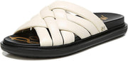 Sam Edelman Vaugn Modern Ivory Strappy Slip On Open Toe Slides Flats Sandals