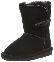 Bearpaw Boots Girls Abigail Suede Toggle 3 Child Pom Berry (Black Ii, 3)