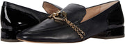 Louise Et Cie Everland Black Leather Scale Embossed Leather Chain Detail Loafers