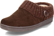 Clarks Angelina Dark Brown Knitted Collar Winter Clog Rounded Closed Toe Slipper